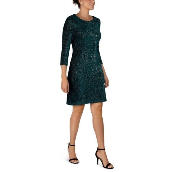 NWT Julia Jordan Black‎ Velvet Sequin Sheath Dress 3/4 Sleeve Party Cocktail - Picture 15 of 15